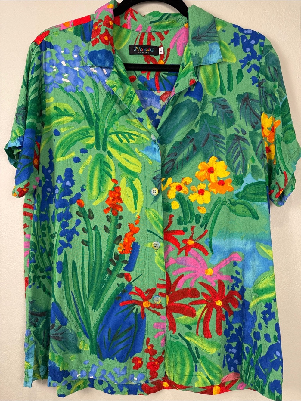 Jams World Sea Flower Retro Hawaiian Shirt Size Large Vintage✨✨